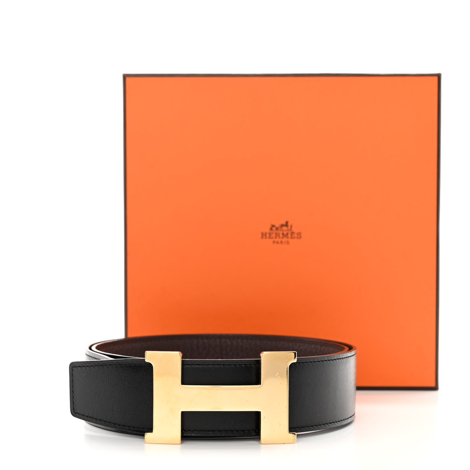 Hermes Box Togo 32mm Constance Belt 85 34 Black Chocolate 8 of 8