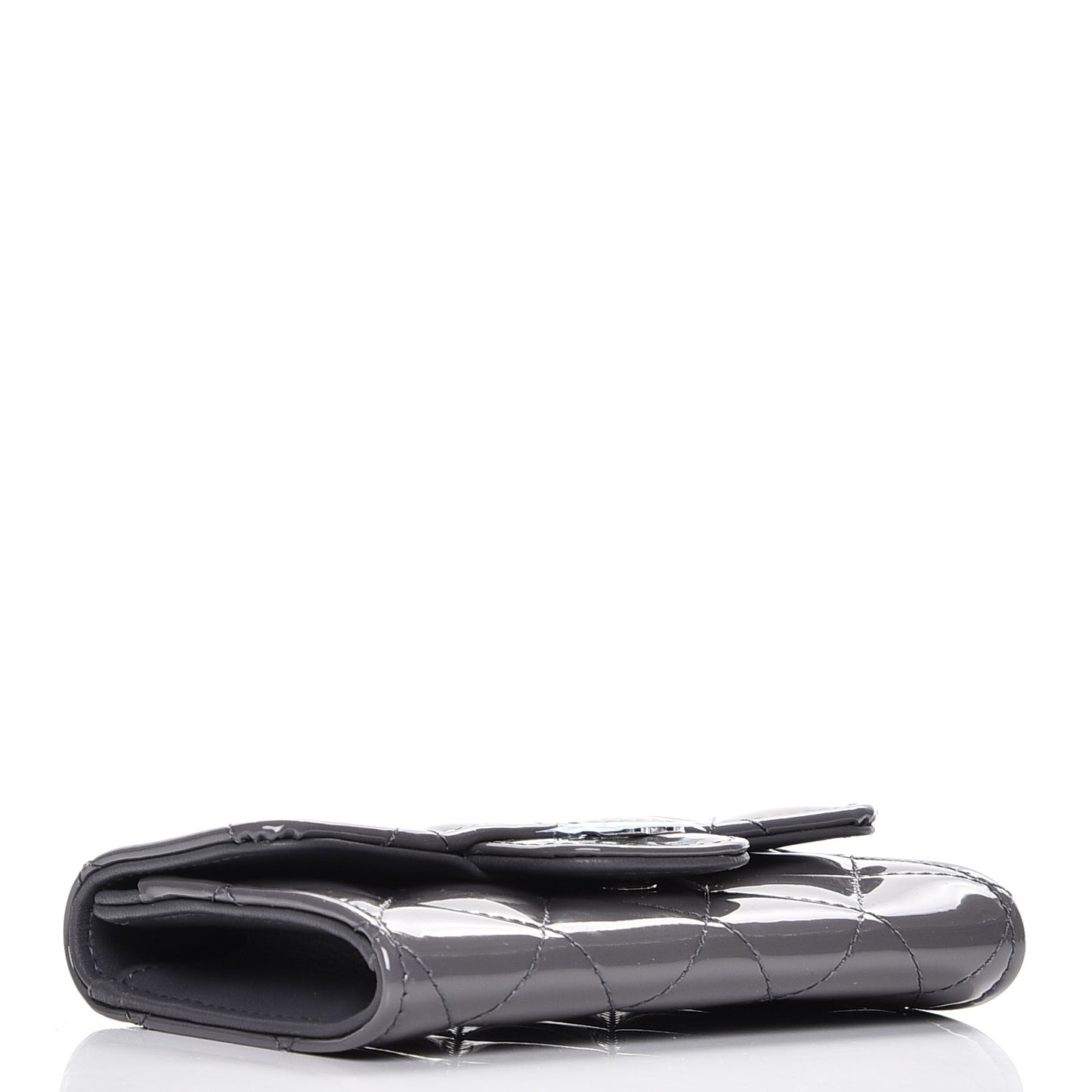 Patent Quilted Card Holder Dark Grey