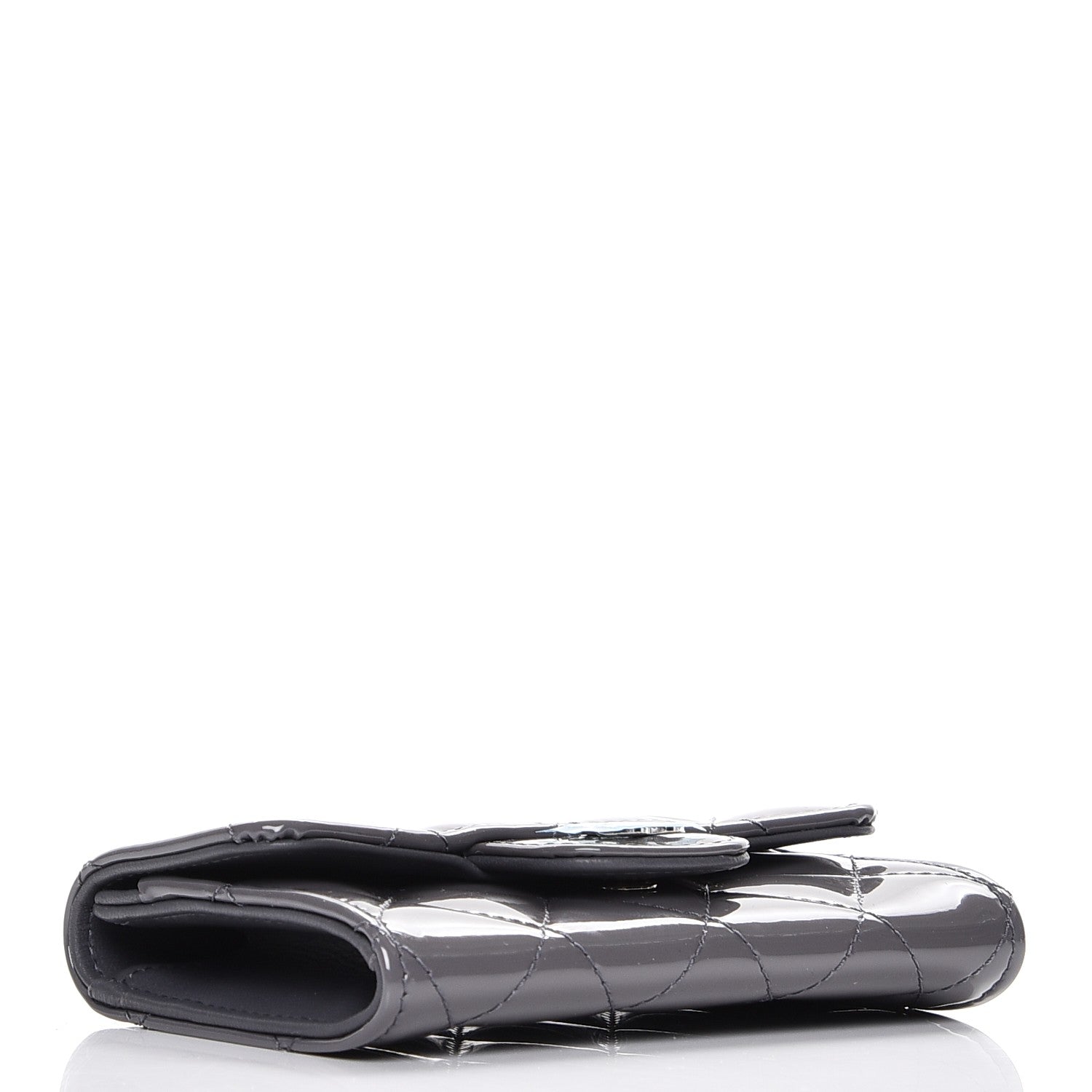 Chanel Patent Quilted Card Holder Dark Grey 4 of 9