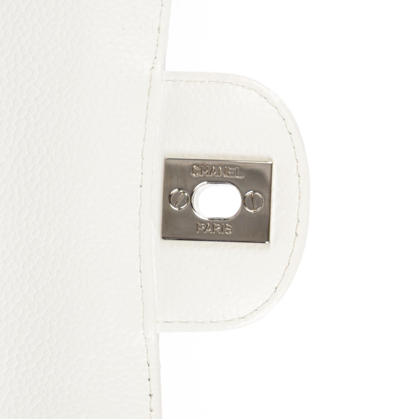 Caviar Quilted Medium Double Flap White