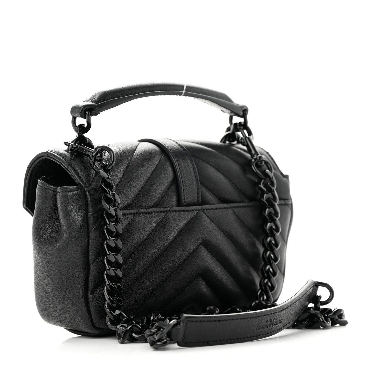Sheepskin Matelasse Chevron Monogram Classic Baby Chain Bag Black