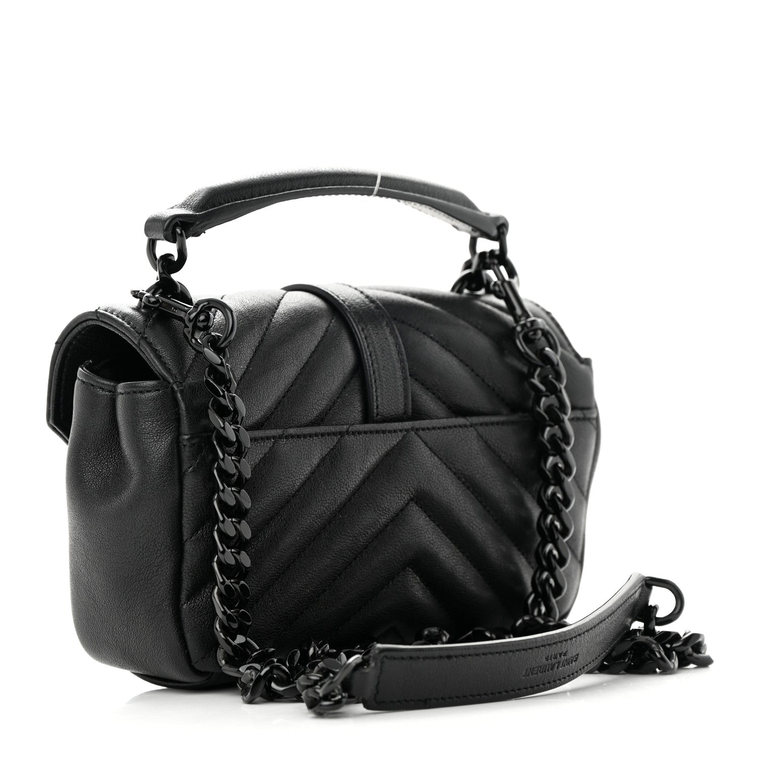 Saint Laurent Sheepskin Matelasse Chevron Monogram Classic Baby Chain Bag Black 2 of 15