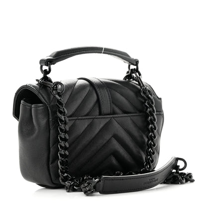 Saint Laurent Sheepskin Matelasse Chevron Monogram Classic Baby Chain Bag Black 2 of 15