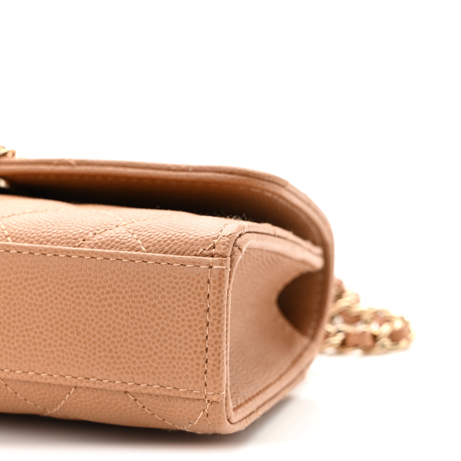 Chanel Caviar Quilted Chain Match Top Handle Phone Holder With Chain Beige 10 of 11