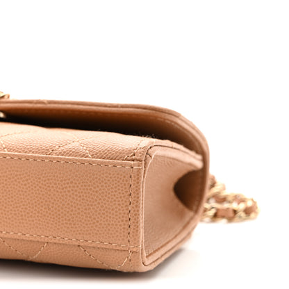 Chanel Caviar Quilted Chain Match Top Handle Phone Holder With Chain Beige 10 of 11