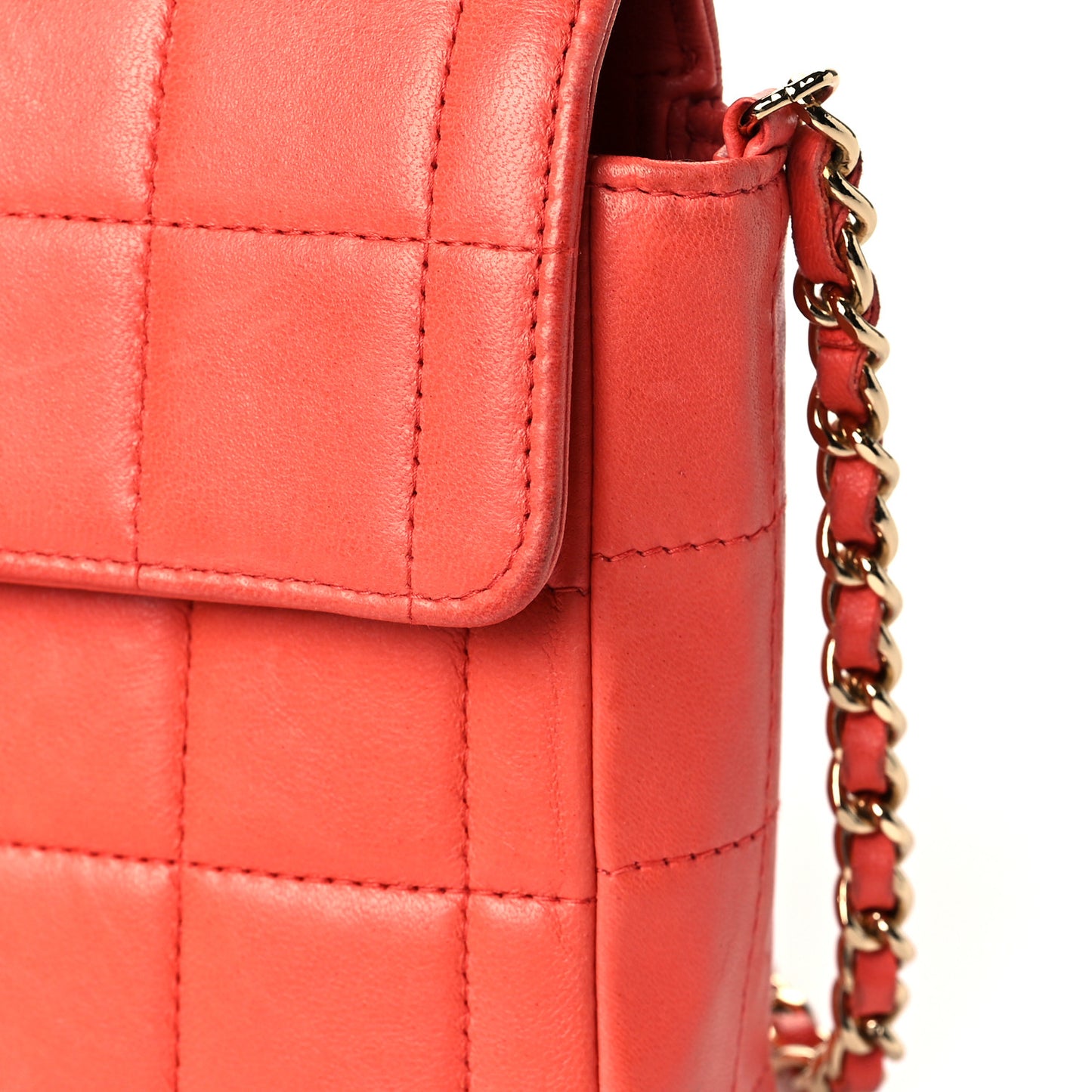 Lambskin East West Chocolate Bar Flap Orange