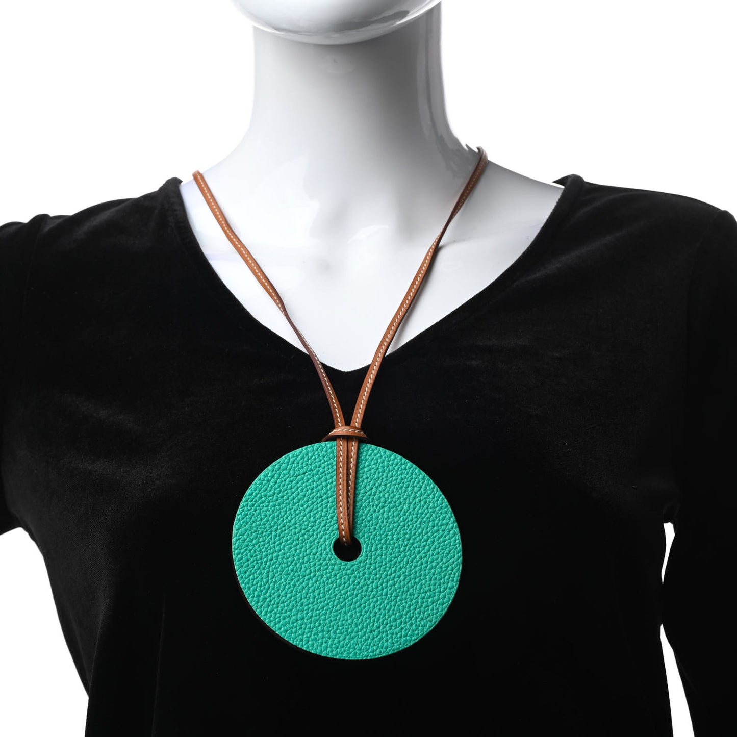 Togo Epsom Rond GM Petit H Necklace Bleu Paon Orange