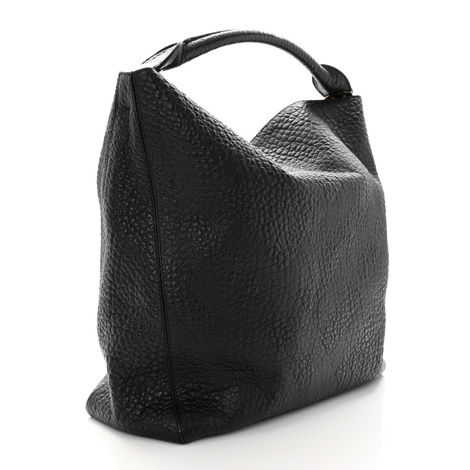 Burberry Heritage Grain Check Embossed Medium Lindburn Hobo Black