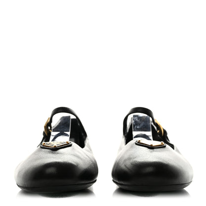 Prada Nappa Metal Triangle Logo Ballet Flats 37.5 Black 2 of 12