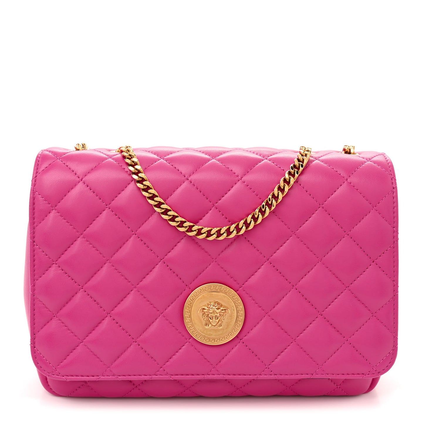 Nappa Quilted Medusa Chain Crossbody Pink