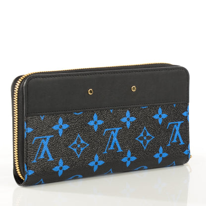 Louis Vuitton Calfskin Colored Monogram Zippy Wallet Blue Black 3 of 7