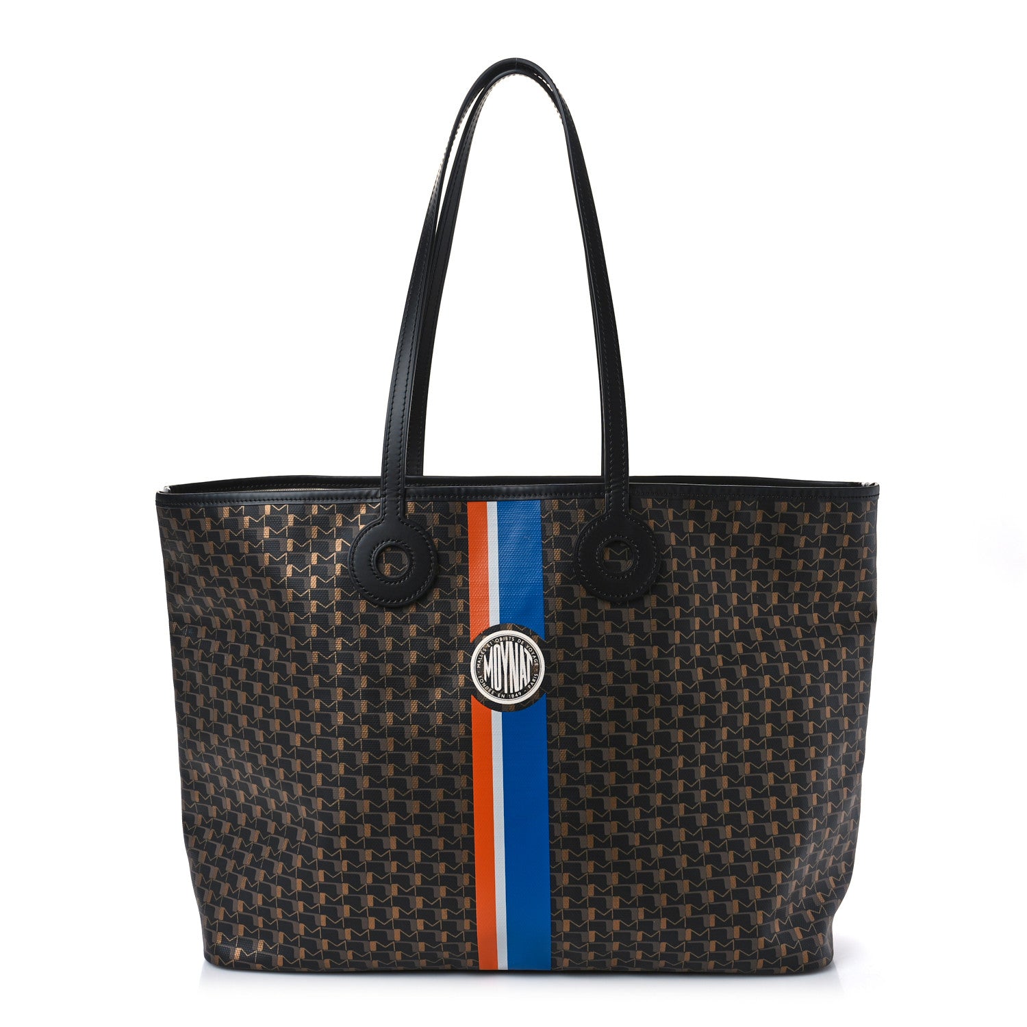 Moynat Grained Calfskin Canvas 1920 Oh! Tote Ruban GM Carbon Bronze 1 of 8