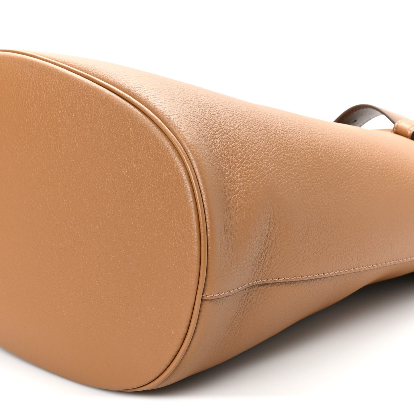 Calfskin Buckle Bucket Bag With Belt Caramel
