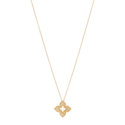 Roberto Coin 18K Yellow Gold Diamond Extra Small Petite Venetian Princess Flower Pendant Necklace 1 of 4