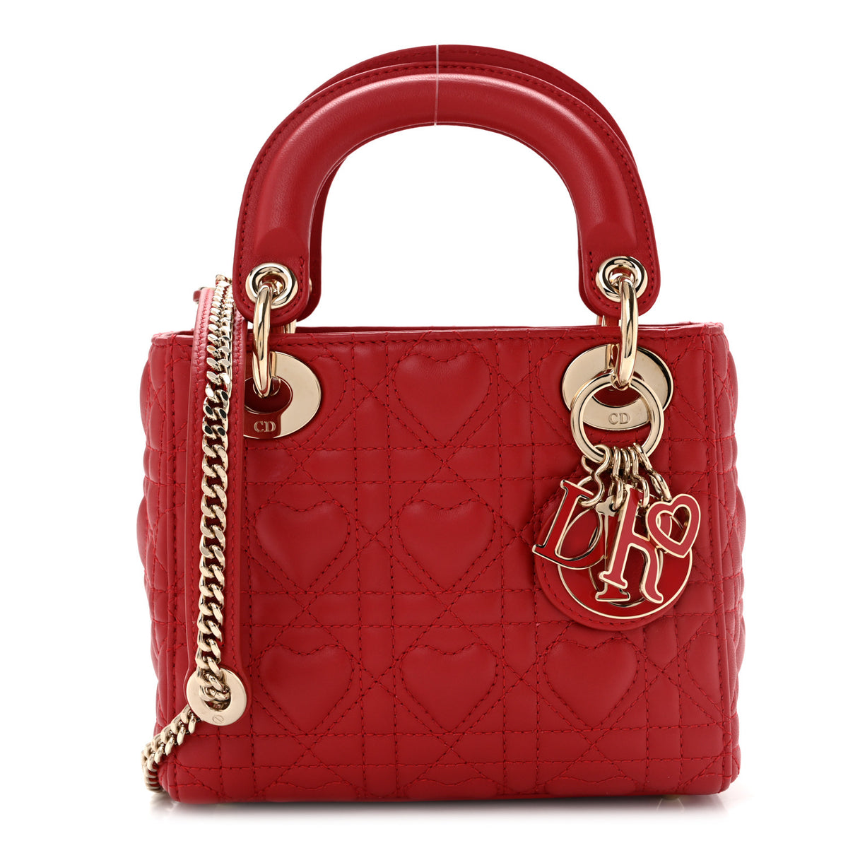 Christian Dior Calfskin Cannage Dioramour Mini Lady Dior Bag Bright Red 1 of 13