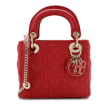 Christian Dior Calfskin Cannage Dioramour Mini Lady Dior Bag Bright Red 1 of 13