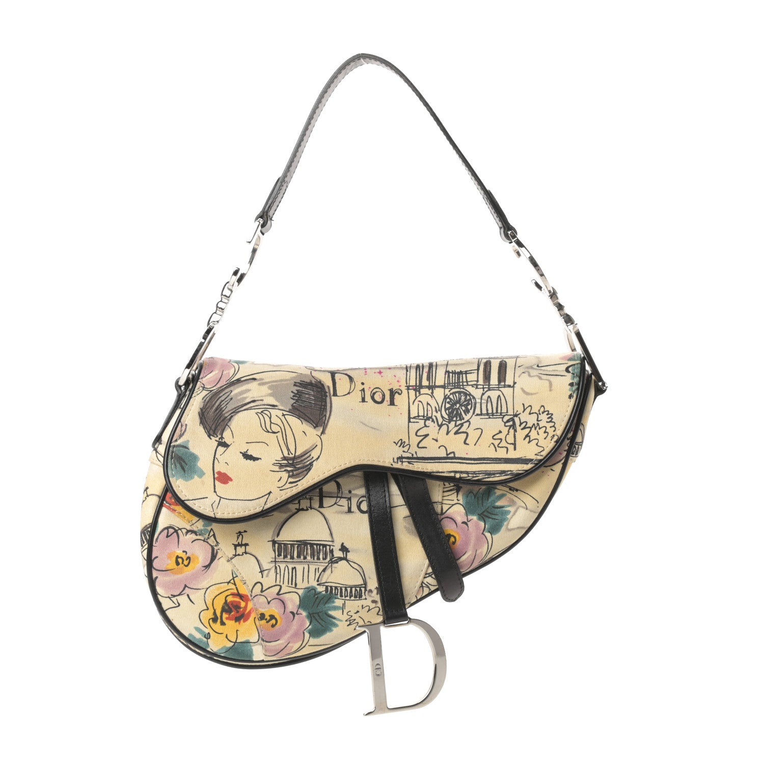 Christian Dior Canvas Paris 50s Saddle Bag Multicolor 1 of 11