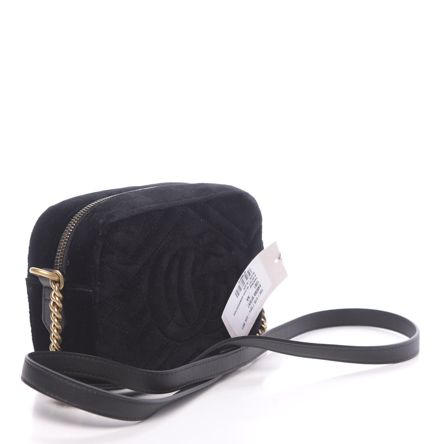 Velvet Matelasse Marquise Crystals Mini GG Marmont Chain Shoulder Bag Black