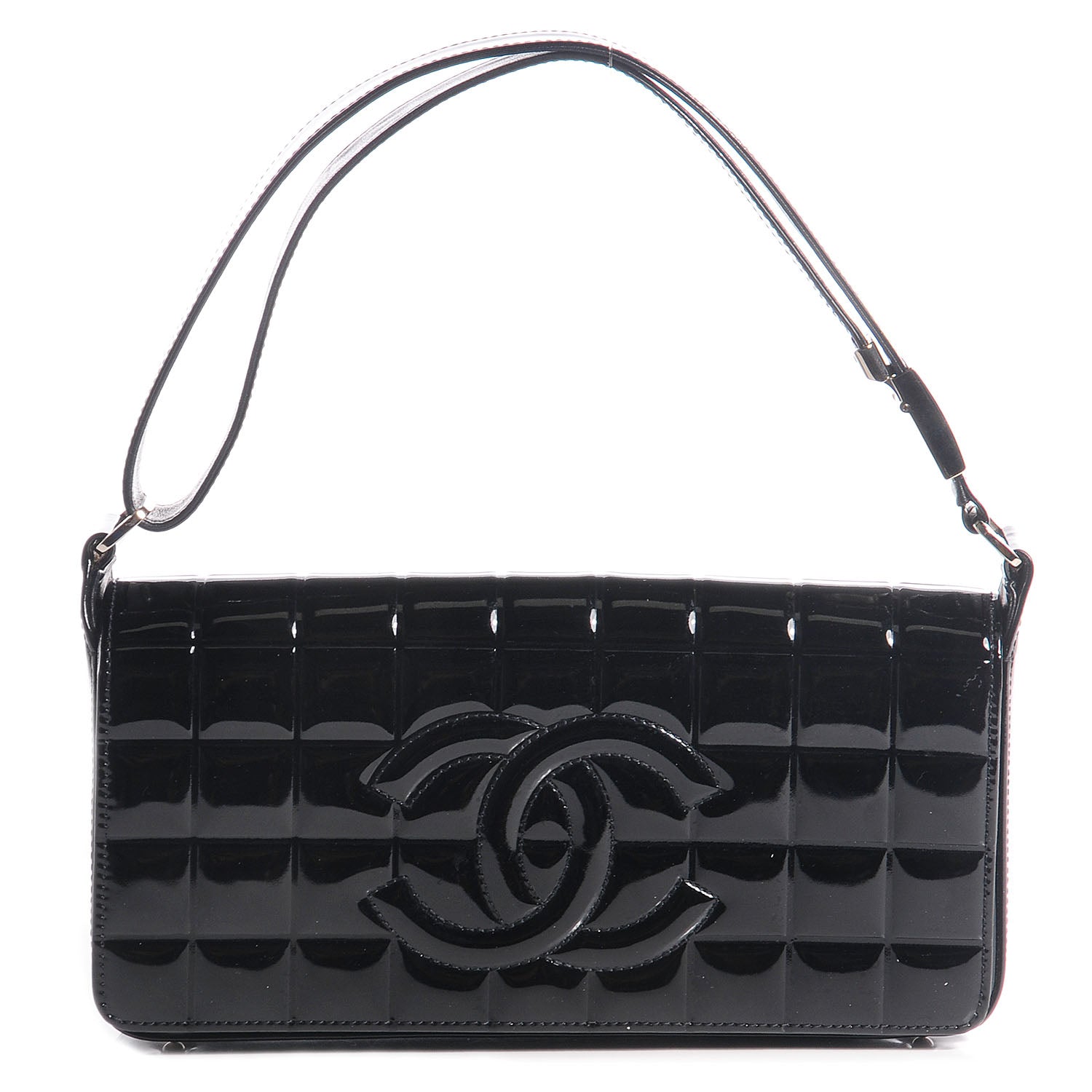 Chanel Patent Chocolate Bar Quilted CC Flap Black 1 of 6