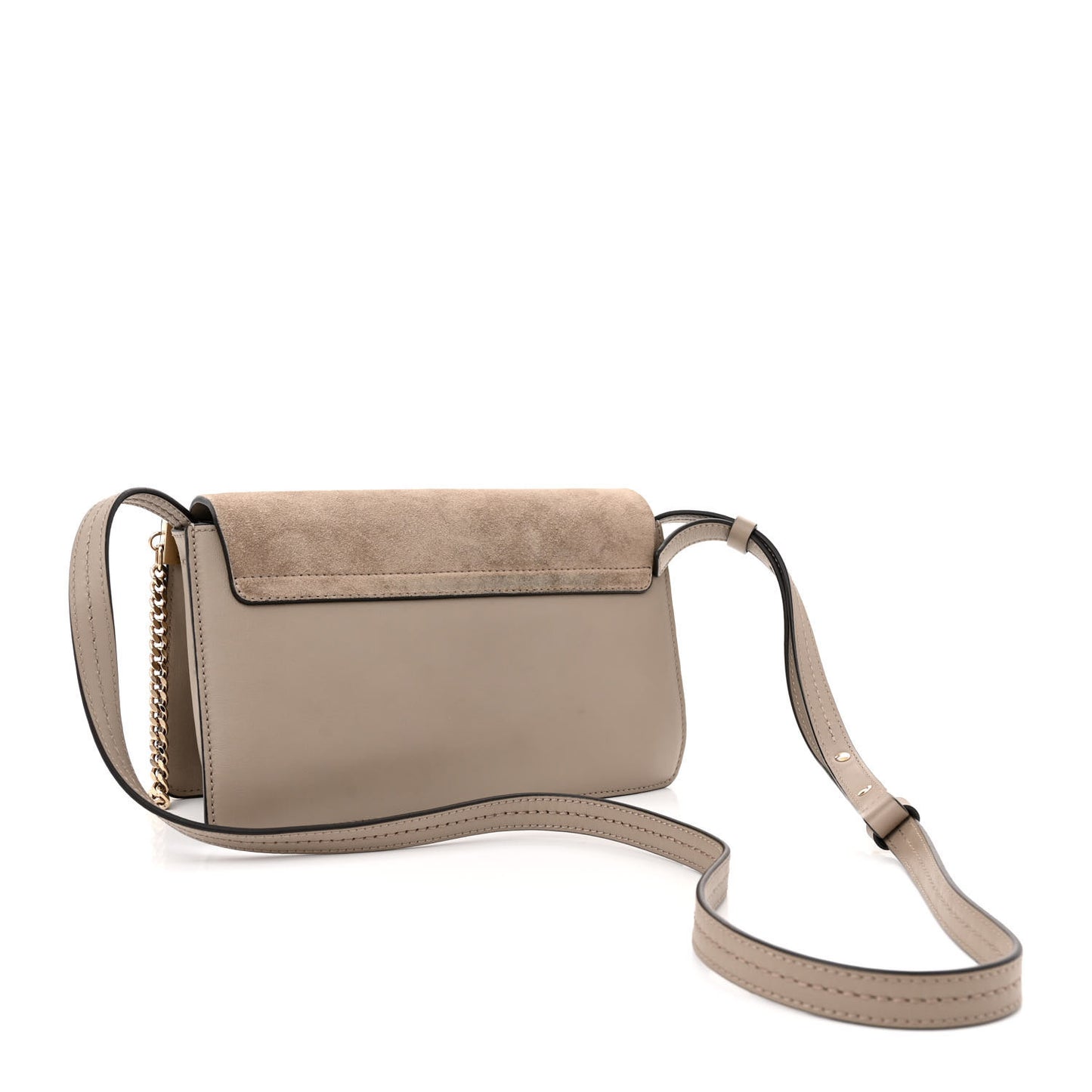 Suede Calfskin Small Faye Shoulder Bag Motty Grey