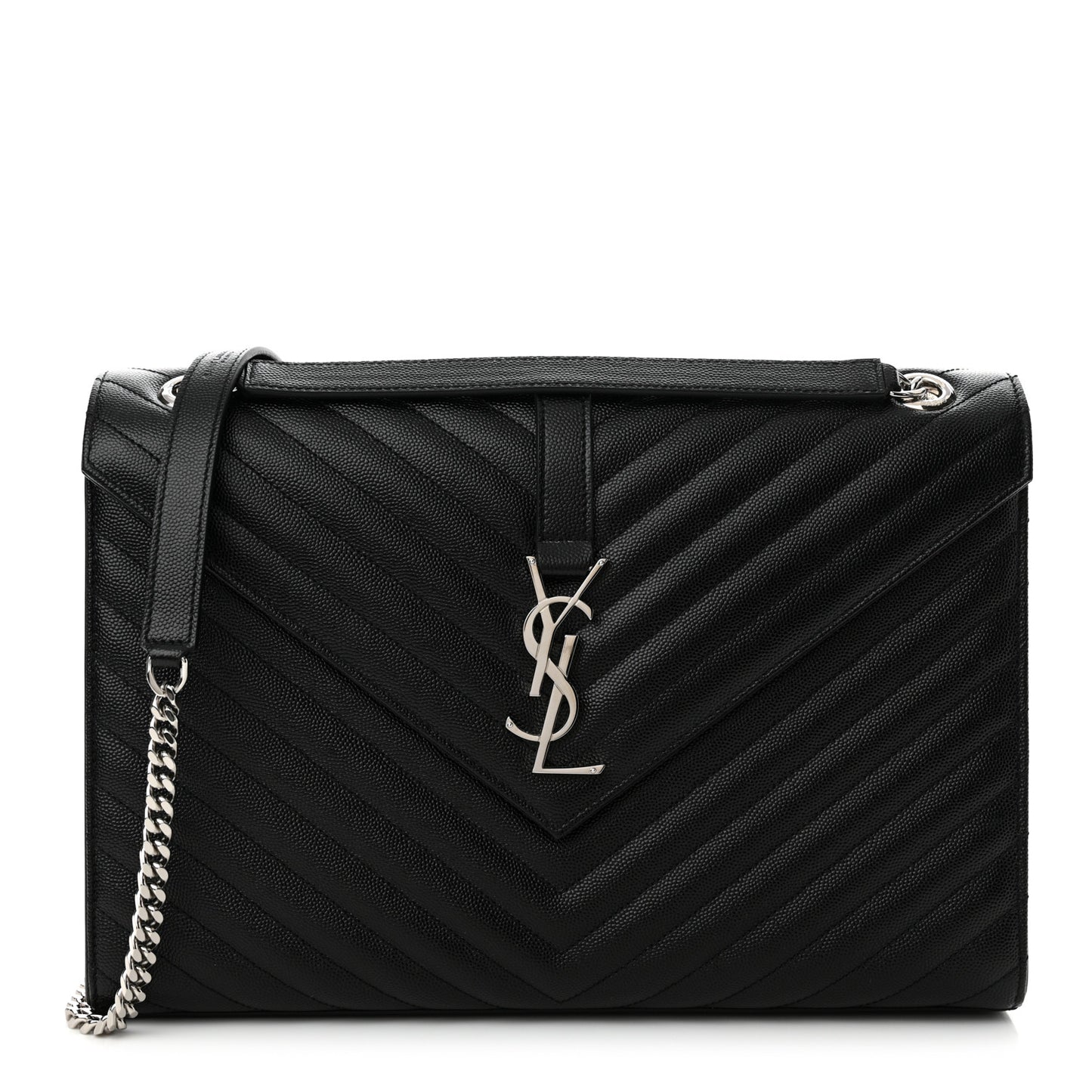 Grain De Poudre Matelasse Chevron Large Monogram Satchel Black