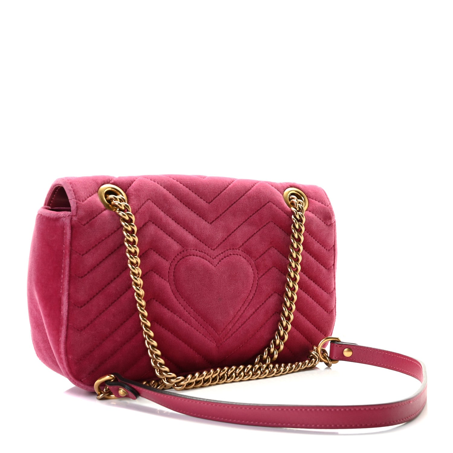 Gucci Velvet Matelasse Small GG Marmont Shoulder Bag Light Raspberry Rose 3 of 8