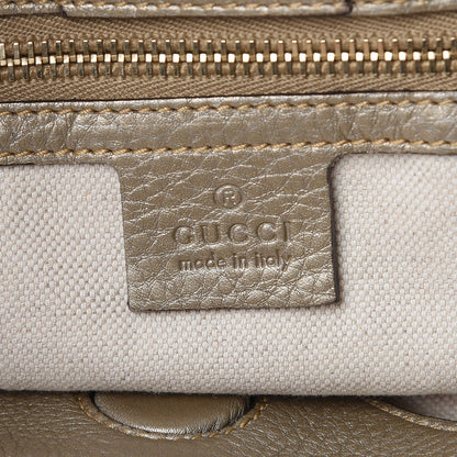 Gucci Metallic Pebbled Calfskin Large Bamboo Shopper Tote Golden Beige 8 of 9