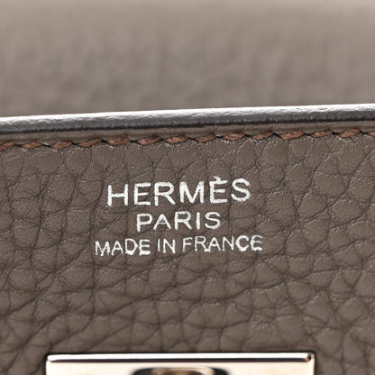 Hermes Taurillon Clemence Birkin 30 Etain 6 of 15