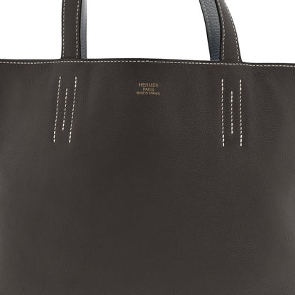 Hermes Taurillon Clemence Evercolor Double Sens 28 Reversible Tote  Etain Bleu Glacier 12 of 16