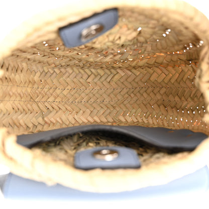 Chloe Raffia Small Grain Calfskin Marcie Basket Crossbody Shady Cobalt 5 of 10