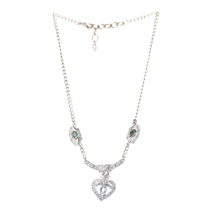 Chanel Crystal Heart Eye CC Pendant Necklace Gold Silver 3 of 8