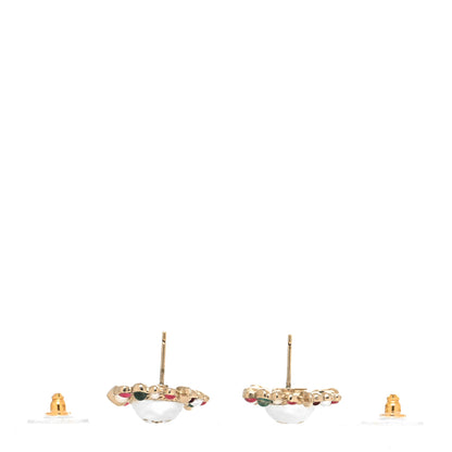 Chanel Pearl Resin CC Earrings Multicolor Gold 3 of 4