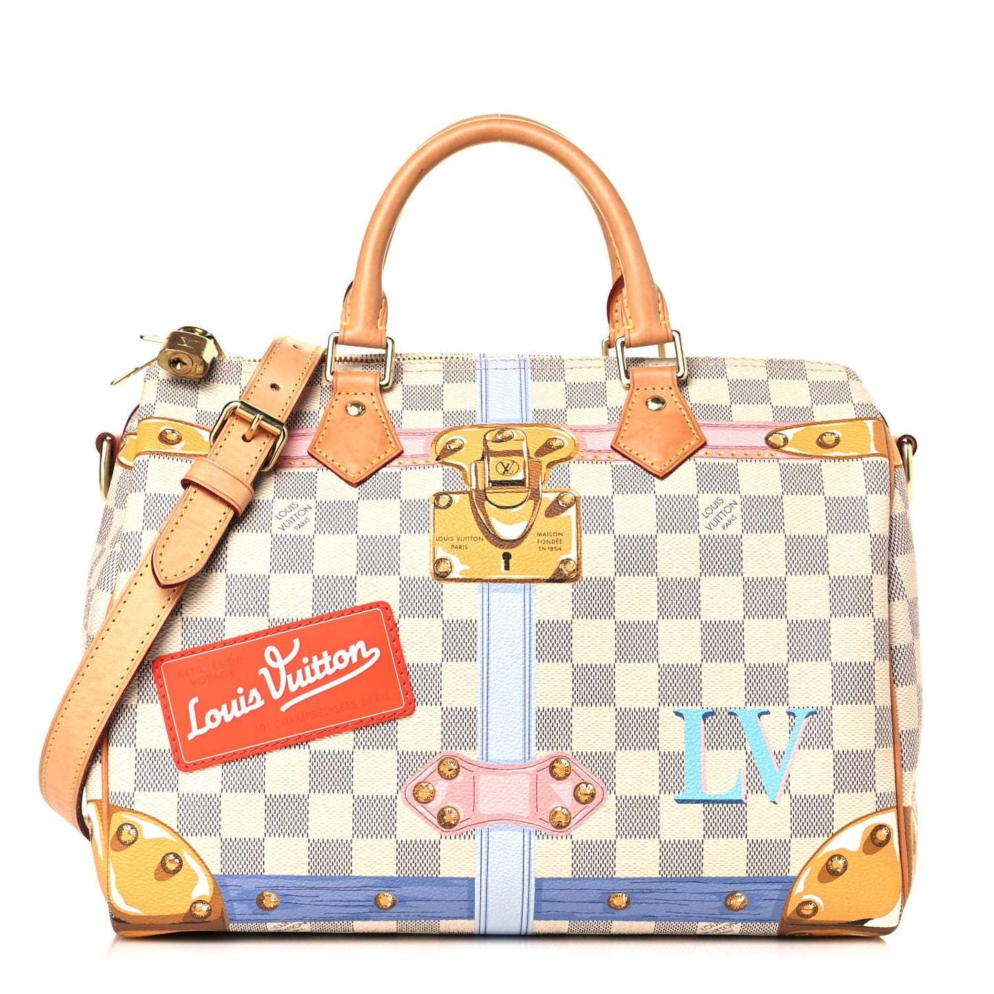 Damier Azur Summer Trunks Speedy Bandouliere 30
