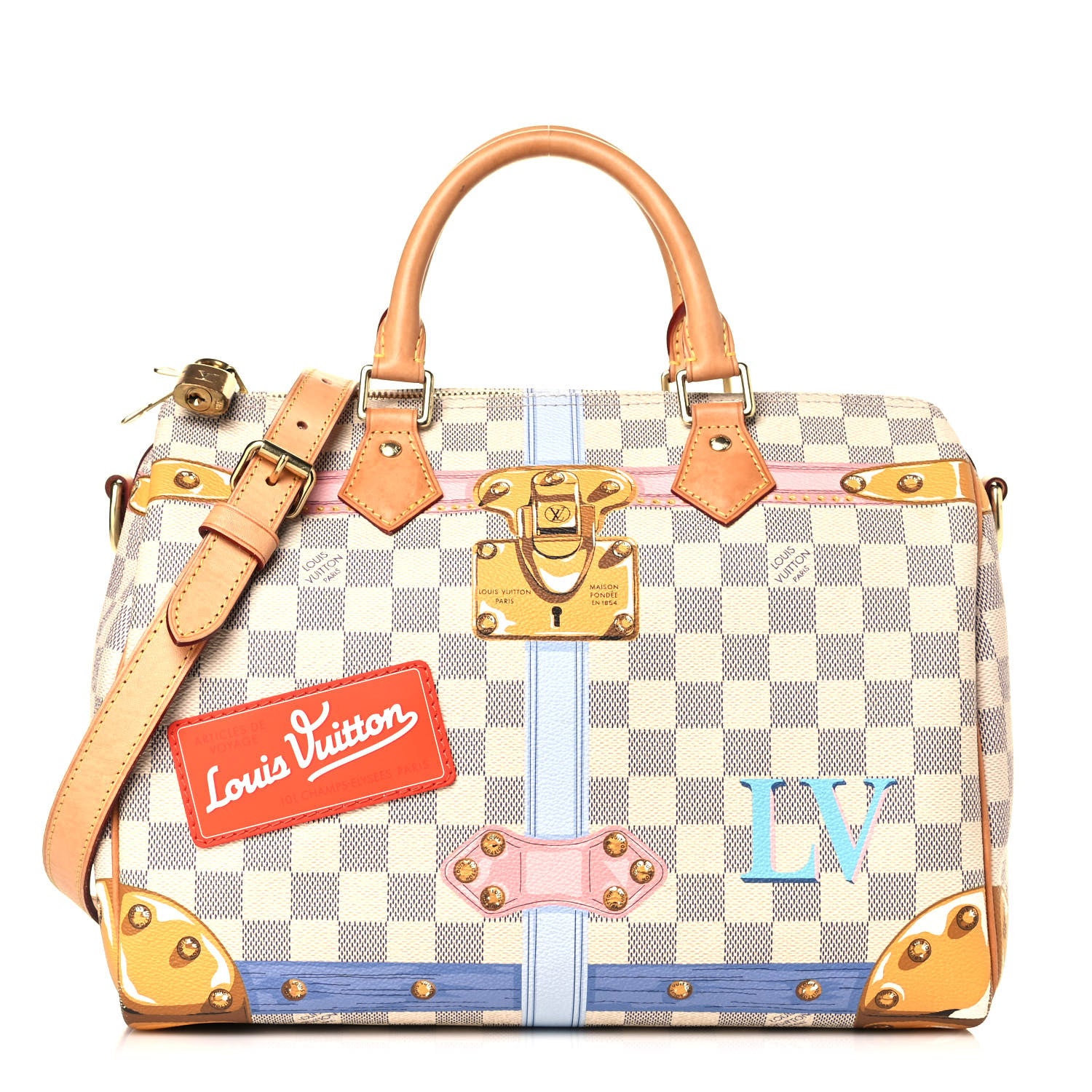 Louis Vuitton Damier Azur Summer Trunks Speedy Bandouliere 30 1 of 13