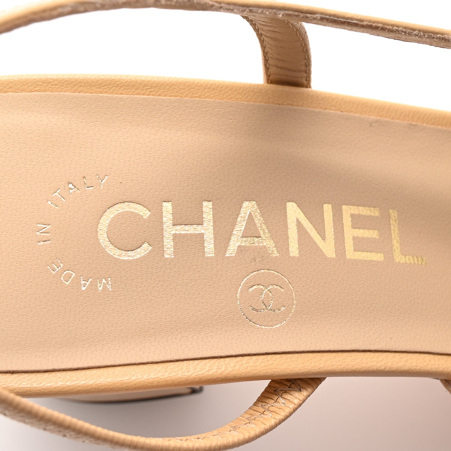 CHANEL ベージュと黒のレザー ミュール 37.5 C / 24CM Chanel Lambskin Grosgrain Cap Toe CC Slingback Pumps 37.5