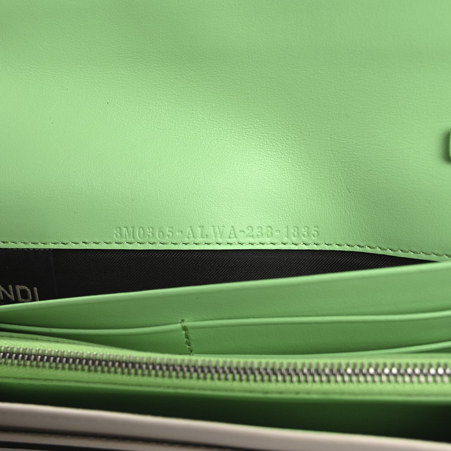 Fendi Vitello King Cruise FF Diamonds Continental Envelope Wallet On Chain Latte Edamame 7 of 13