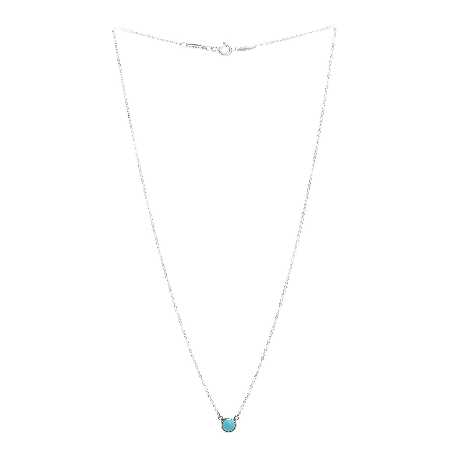 Tiffany Sterling Silver Turquoise Elsa Peretti Color by the Yard Pendant Necklace 3 of 4