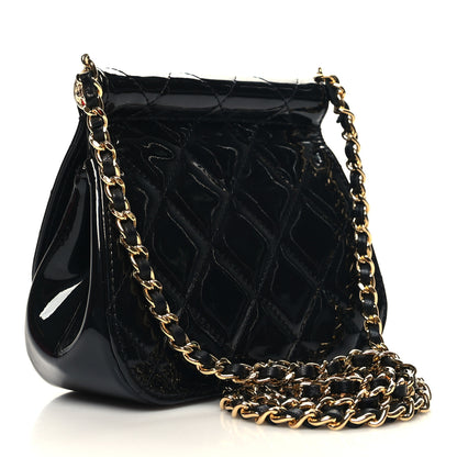 Chanel Patent Quilted Frame Clutch Flap With Chain Black 3 of 11