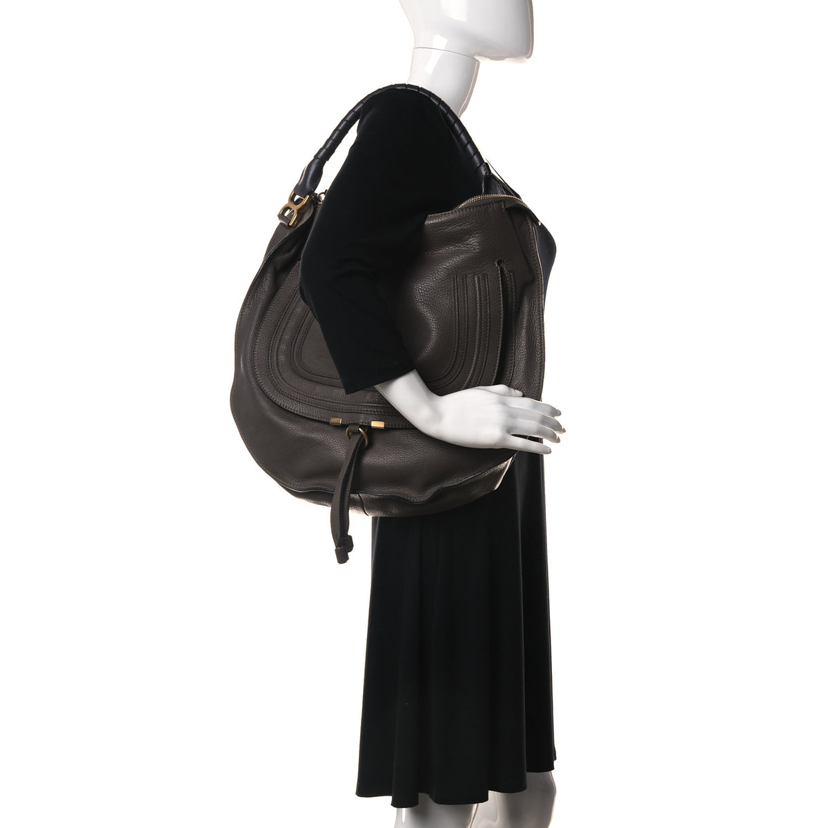 Calfskin Large Marcie Hobo Ash
