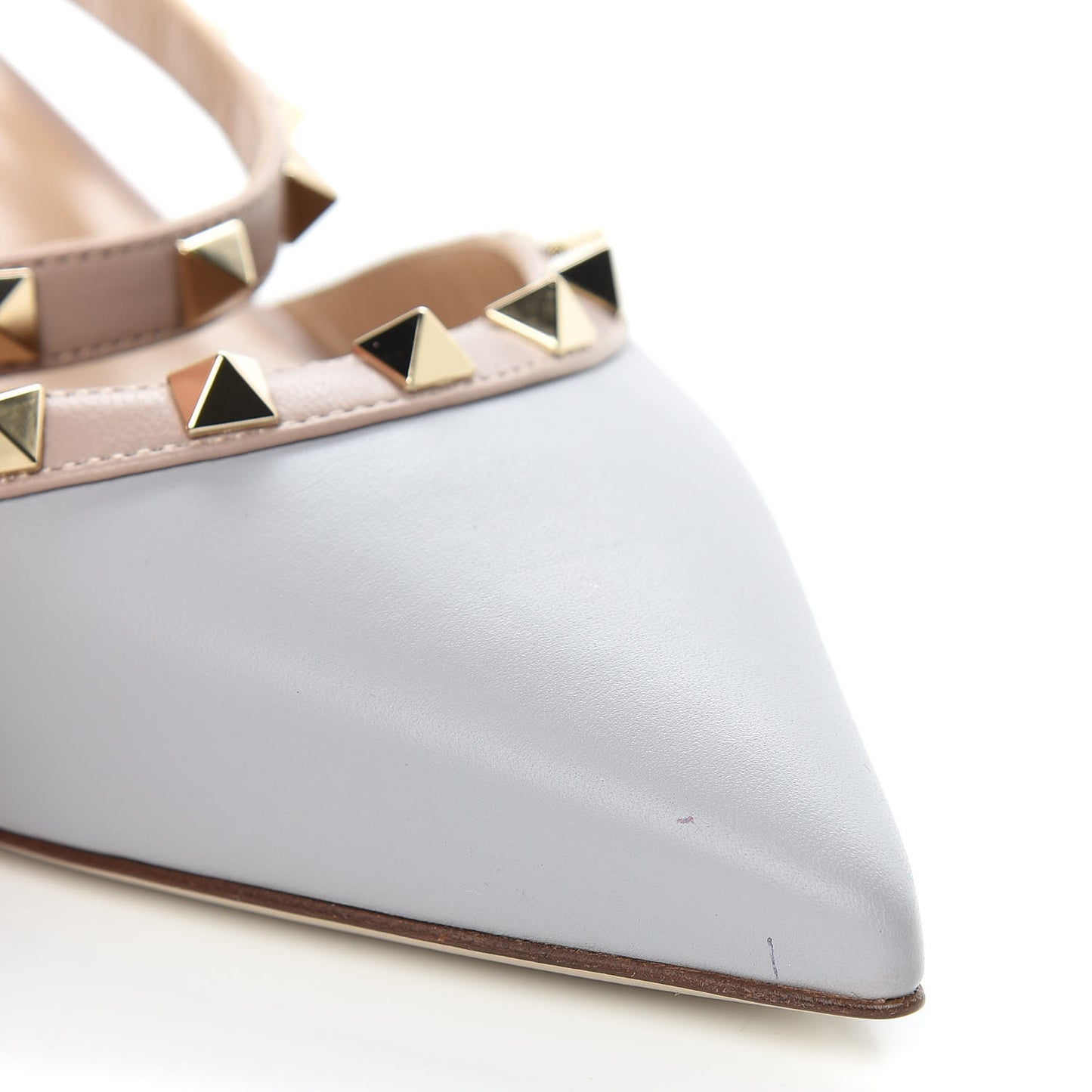Calfskin Nappa Rockstud Cross Strap 50mm Mules 39.5 Pastel Grey Poudre