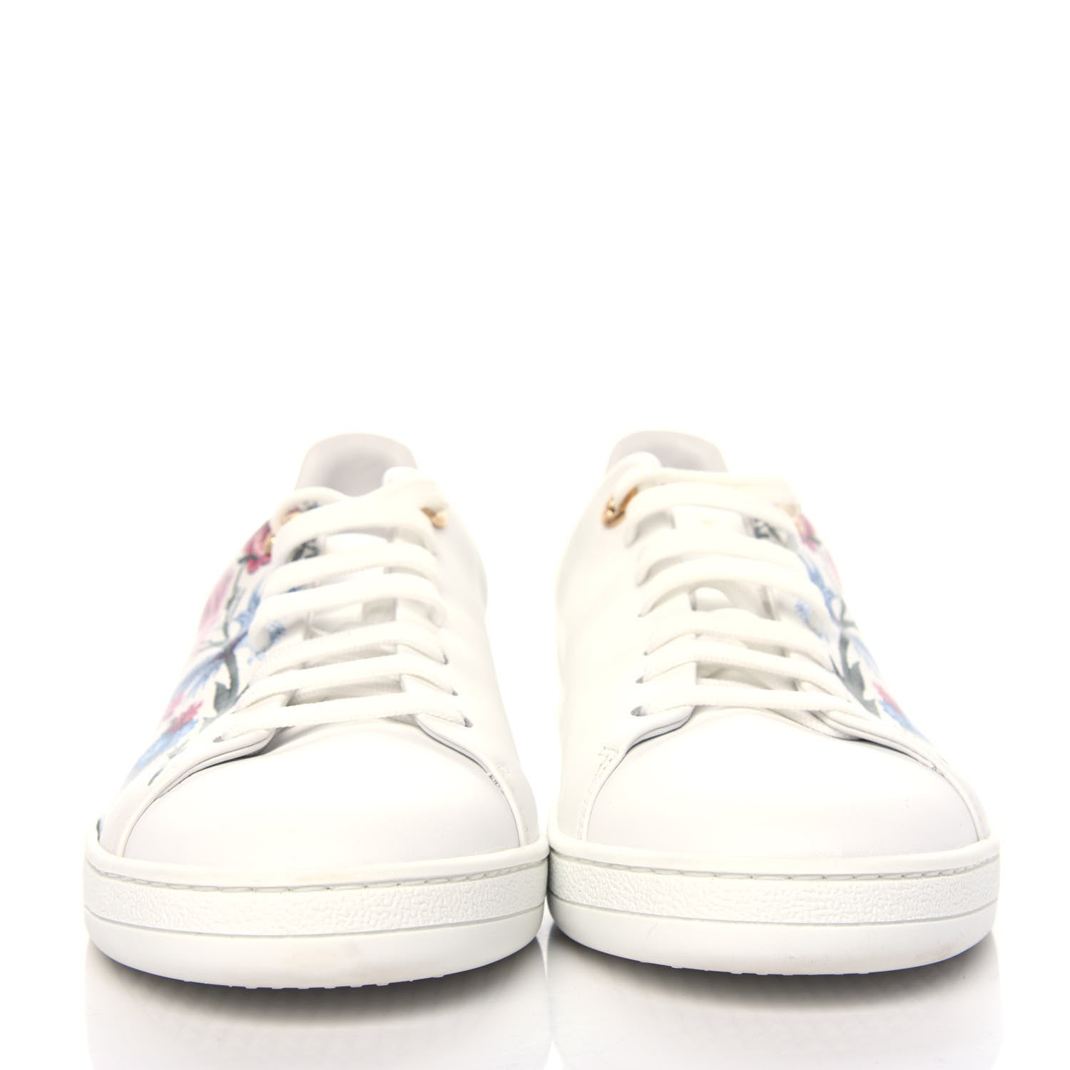 Louis Vuitton Calfskin Floral Frontrow Sneakers 39 White 2 of 11