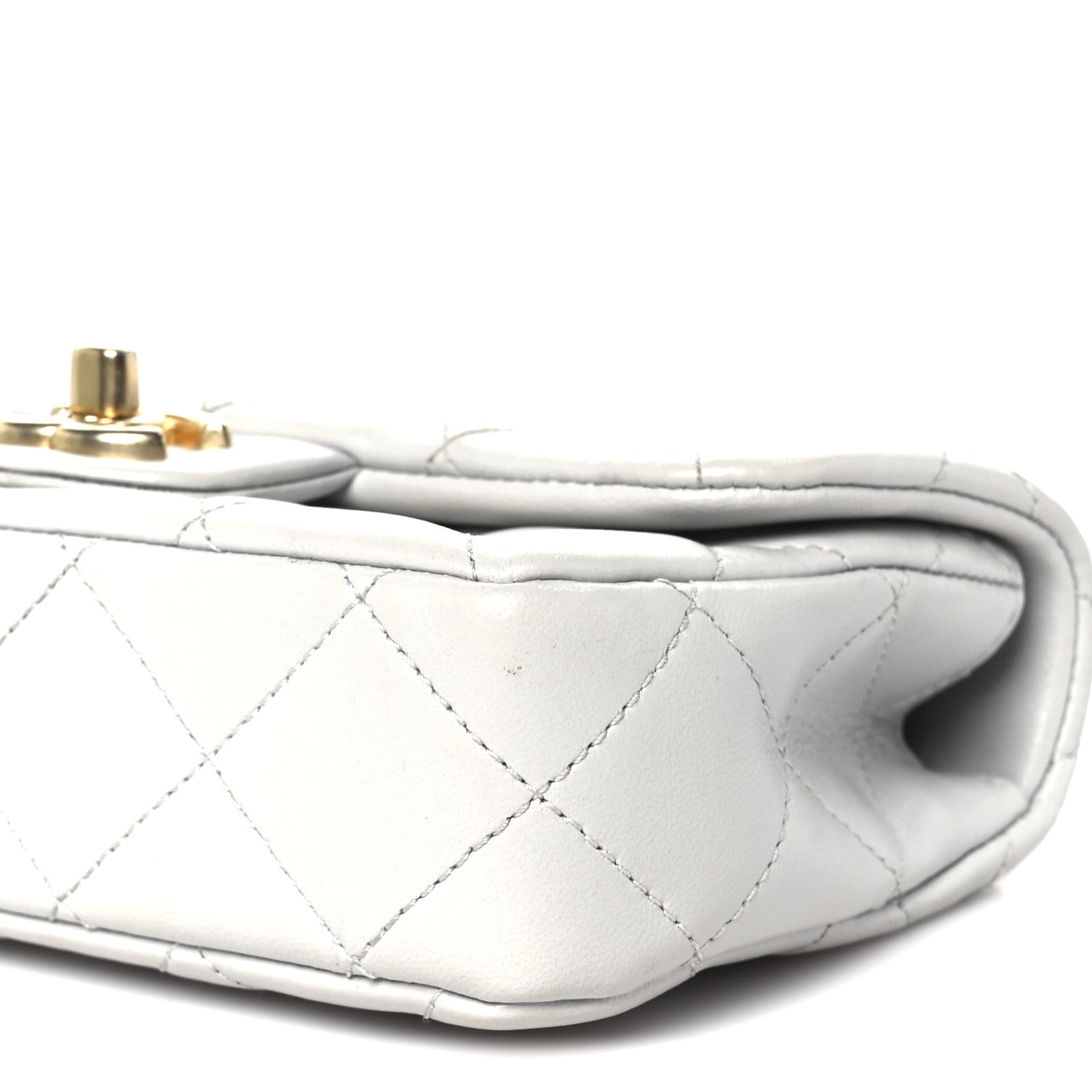 Chanel Shiny Lambskin Quilted Mini Sweetheart Flap Light Grey 11 of 11