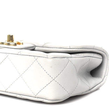 Chanel Shiny Lambskin Quilted Mini Sweetheart Flap Light Grey 11 of 11