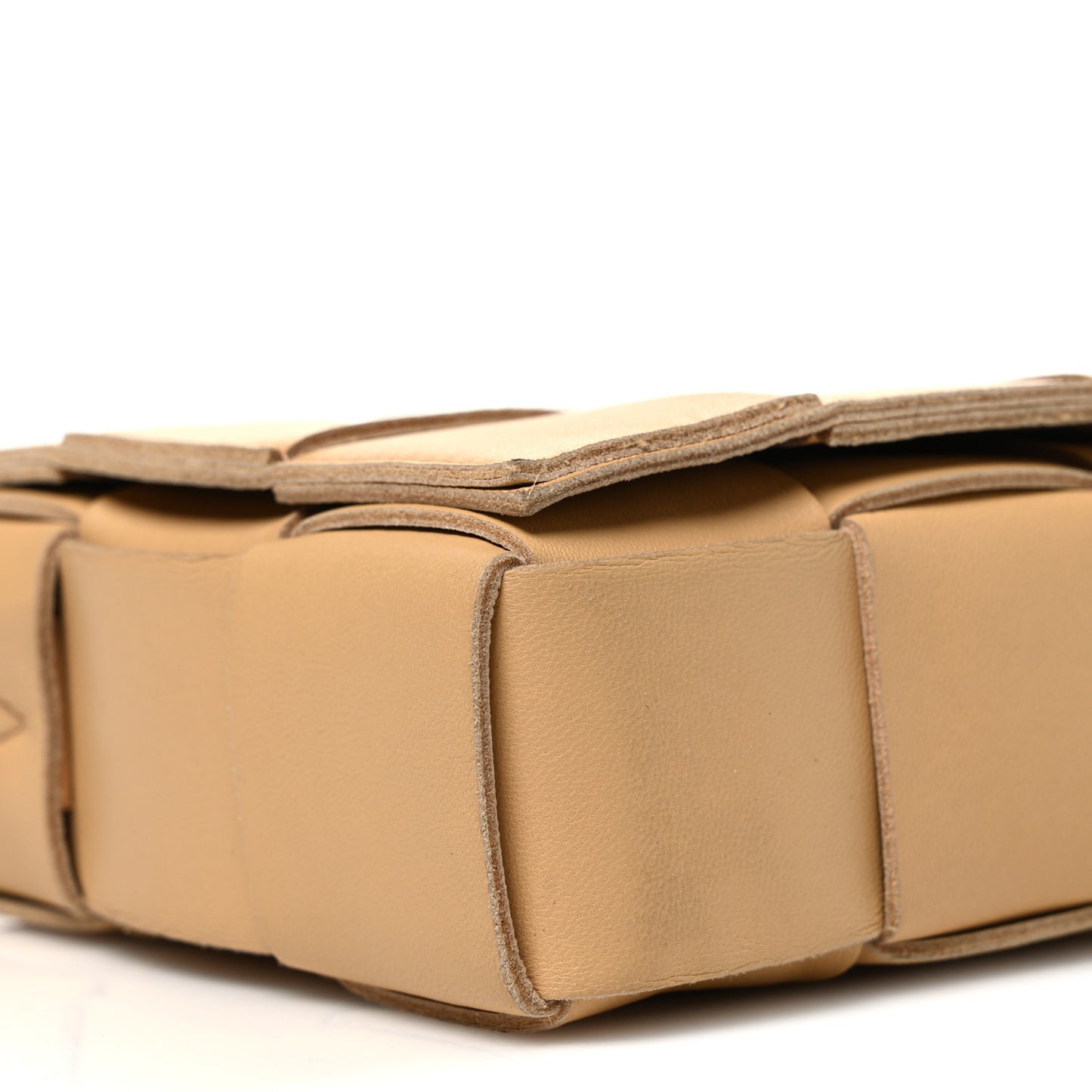 Lambskin Maxi Intrecciato Cassette Crossbody Bag Almond
