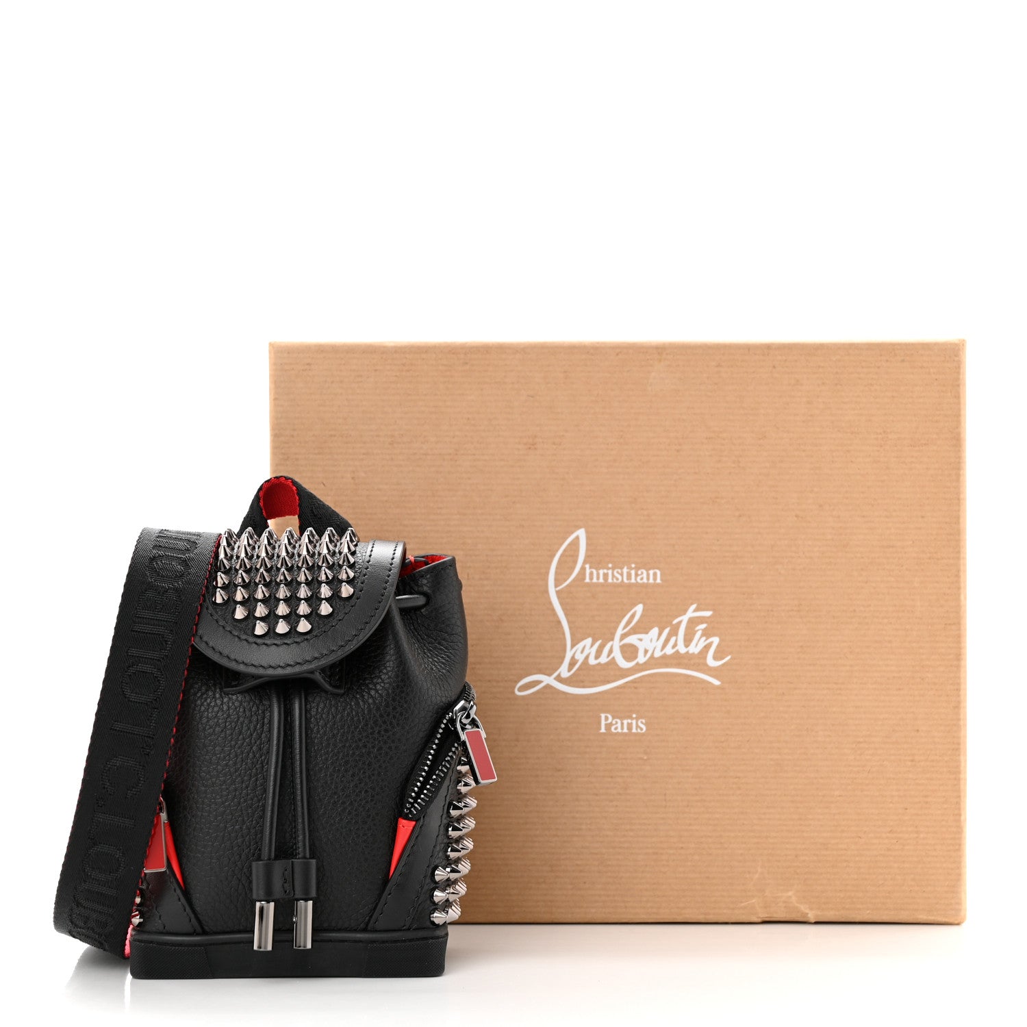Christian Louboutin Calfskin Spiked Mini Explorafunk Keyring Bag Black 11 of 11