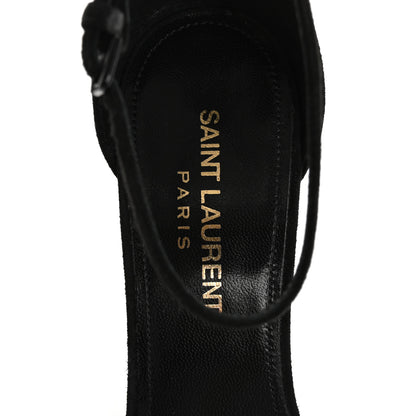 Saint Laurent Suede Lila Wedge Sandals 37 Black 7 of 10