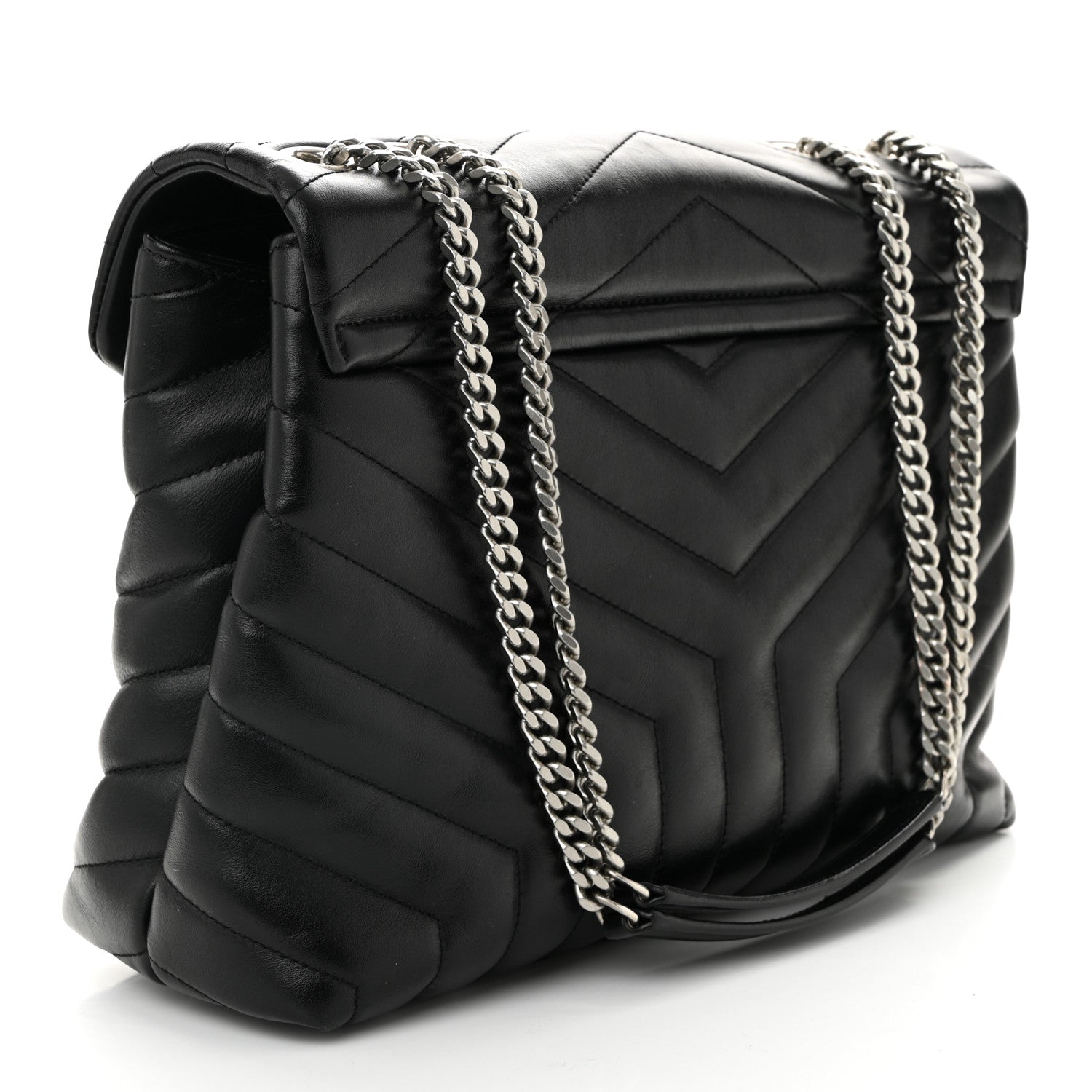 Saint Laurent Calfskin Y Quilted Monogram Medium Loulou Chain Satchel Black 3 of 10