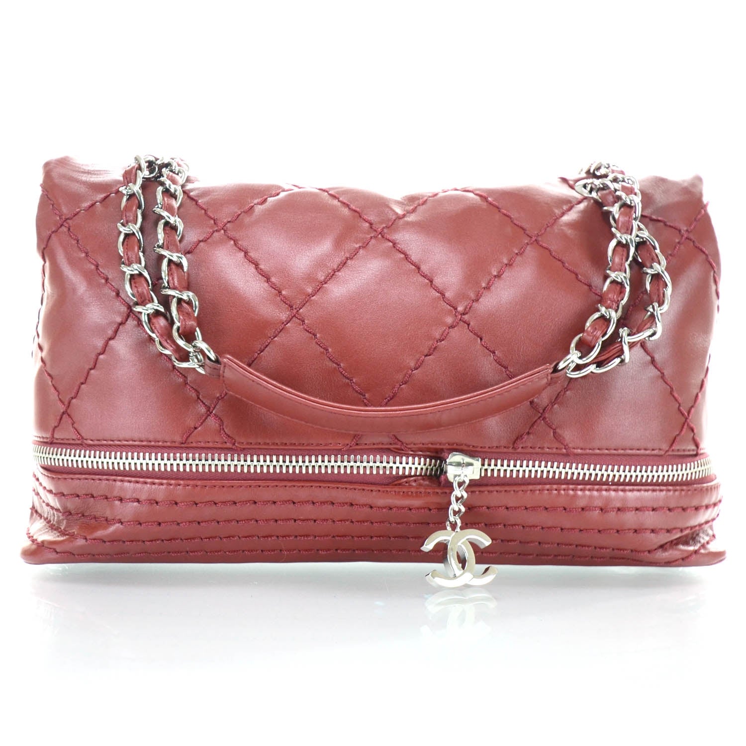 Chanel Leather Large Expandable Flap Bag Red 3 of 12