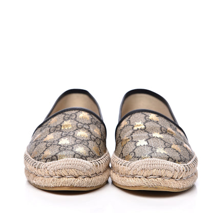 Gucci GG Supreme Monogram Bees Espadrille Flats 36.5 Beige Ebony Oro Black 2 of 11