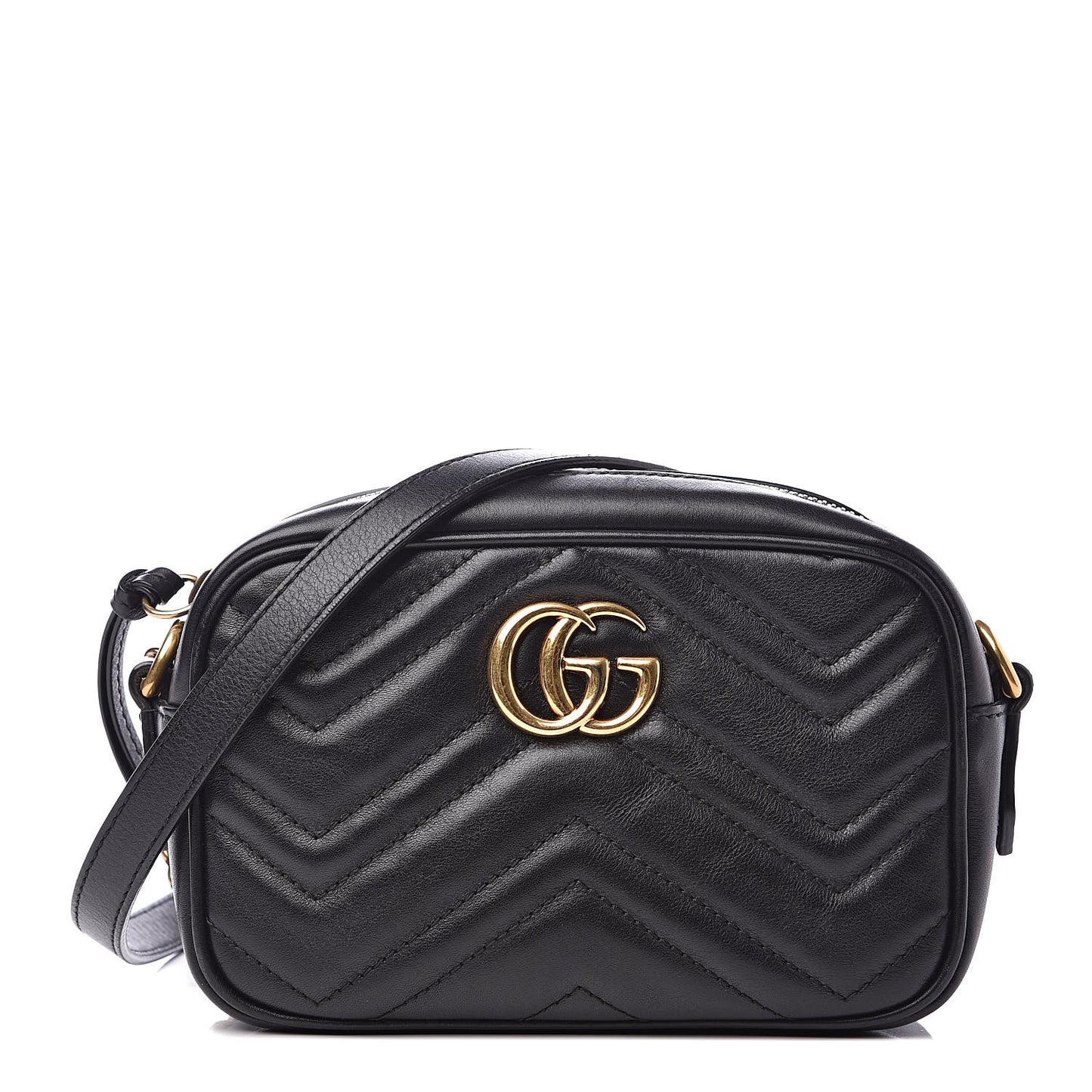 Calfskin Matelasse Mini GG Marmont Chain Shoulder Bag Black